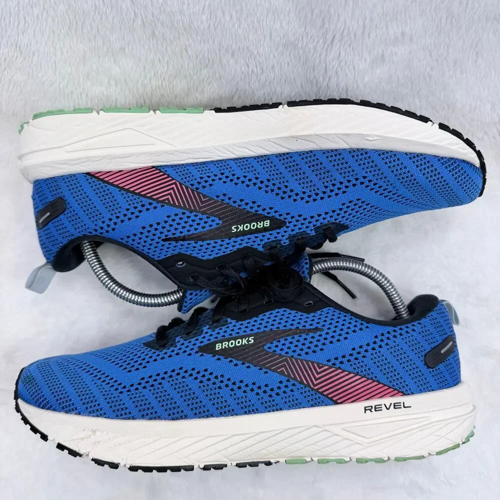 Brooks Revel 6 Mens Running Shoes Blue Black Size 9.5 D Athletic Sneaker